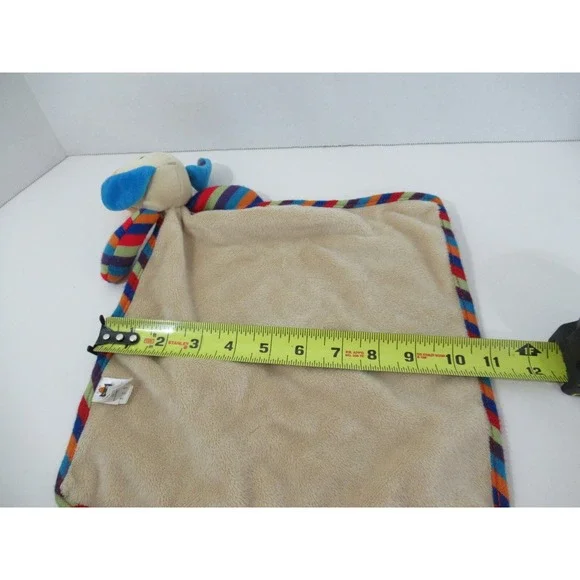 Little Jellycat plush Jazzie puppy dog security blanket lovey tan rainbow stripe - Picture 5 of 6